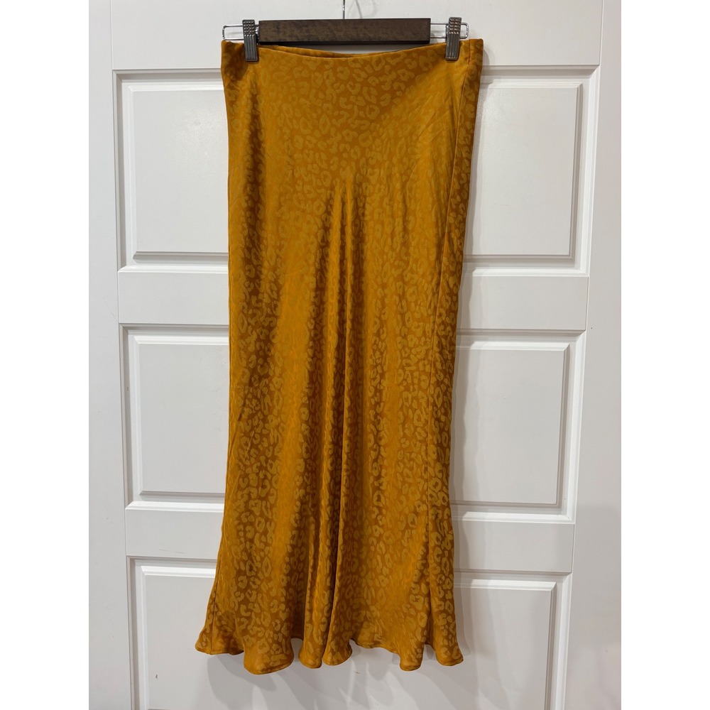 Banana Republic Gold Leopard Jacquard Bias Midi Skirt XS Indie Sleaze